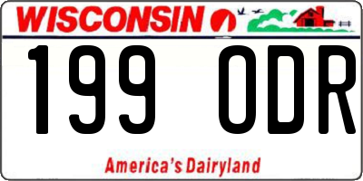 WI license plate 199ODR