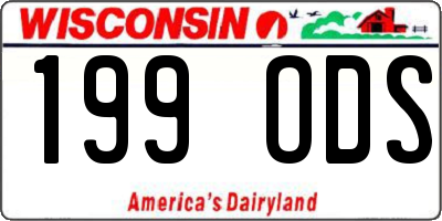 WI license plate 199ODS