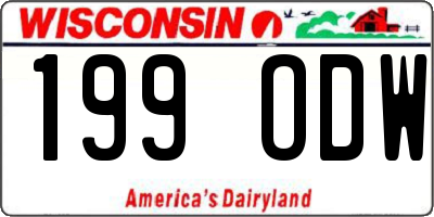 WI license plate 199ODW