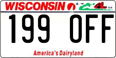 WI license plate 199OFF