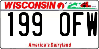 WI license plate 199OFW