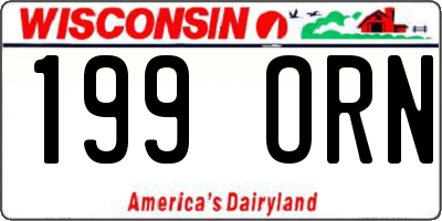 WI license plate 199ORN