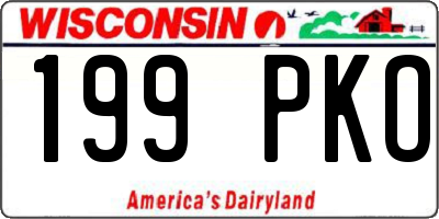 WI license plate 199PKO