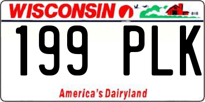 WI license plate 199PLK
