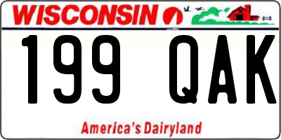 WI license plate 199QAK