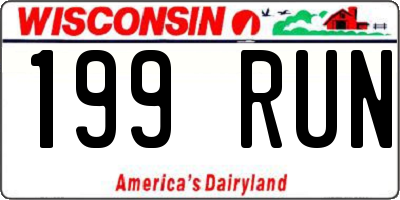 WI license plate 199RUN