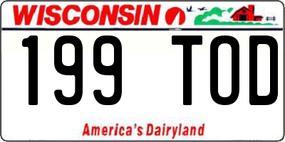 WI license plate 199TOD