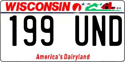 WI license plate 199UND