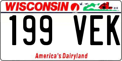WI license plate 199VEK