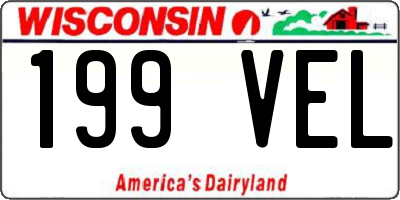 WI license plate 199VEL