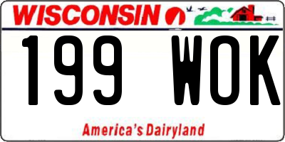 WI license plate 199WOK