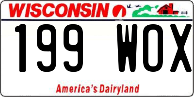 WI license plate 199WOX