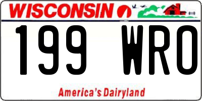 WI license plate 199WRO