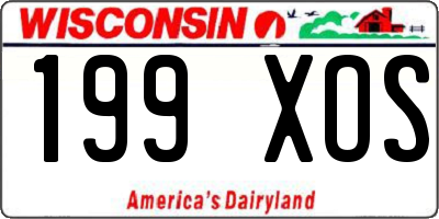 WI license plate 199XOS
