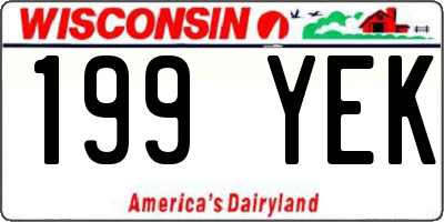 WI license plate 199YEK