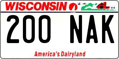 WI license plate 200NAK
