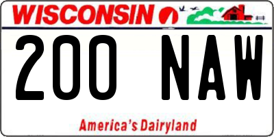 WI license plate 200NAW