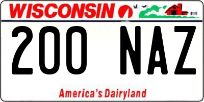 WI license plate 200NAZ
