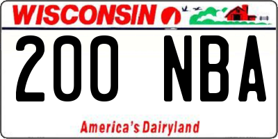 WI license plate 200NBA