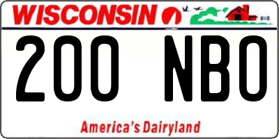 WI license plate 200NBO