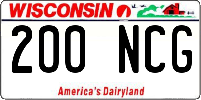 WI license plate 200NCG