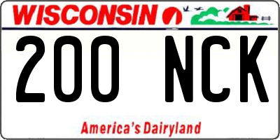 WI license plate 200NCK