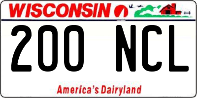 WI license plate 200NCL