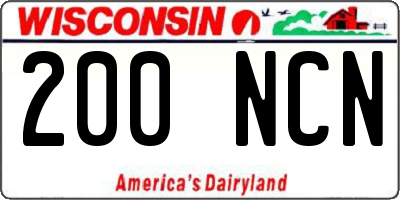 WI license plate 200NCN