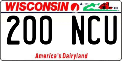 WI license plate 200NCU