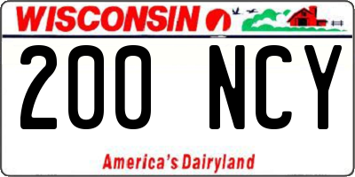 WI license plate 200NCY