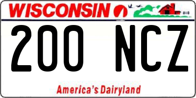 WI license plate 200NCZ