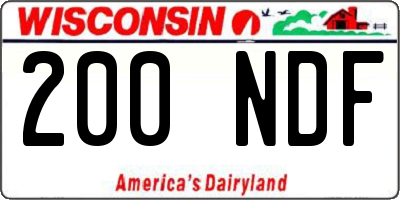 WI license plate 200NDF