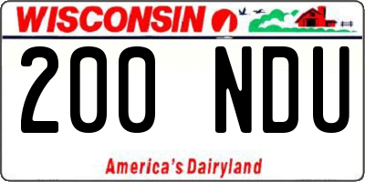 WI license plate 200NDU