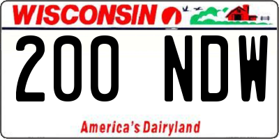 WI license plate 200NDW