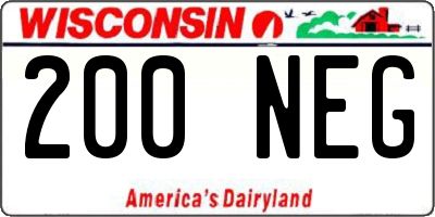 WI license plate 200NEG