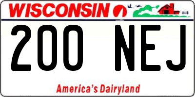 WI license plate 200NEJ
