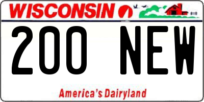 WI license plate 200NEW
