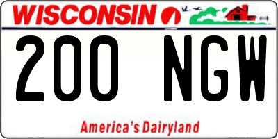 WI license plate 200NGW