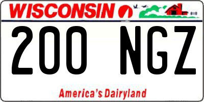 WI license plate 200NGZ