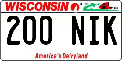 WI license plate 200NIK