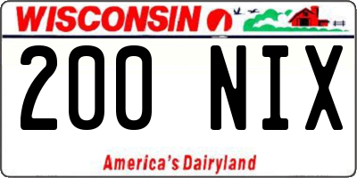 WI license plate 200NIX