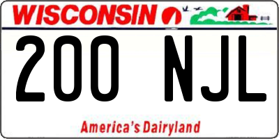 WI license plate 200NJL