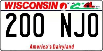 WI license plate 200NJO