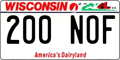 WI license plate 200NOF