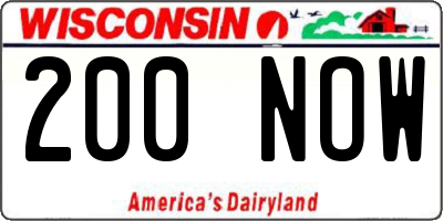 WI license plate 200NOW