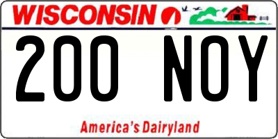 WI license plate 200NOY