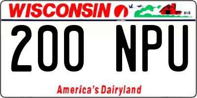 WI license plate 200NPU