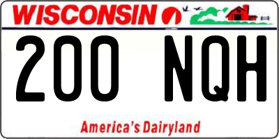WI license plate 200NQH