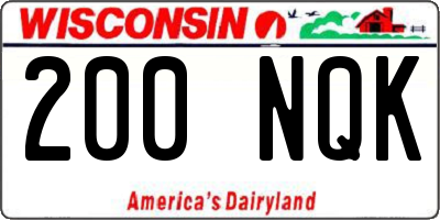 WI license plate 200NQK