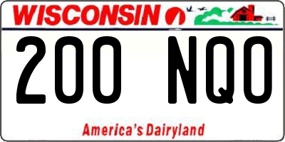 WI license plate 200NQO